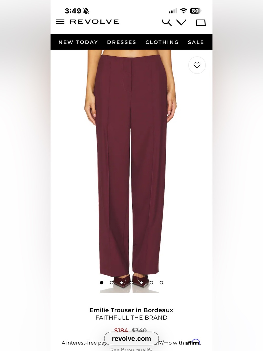Faithfull the Brand Wide-Leg Trousers in Bordeaux